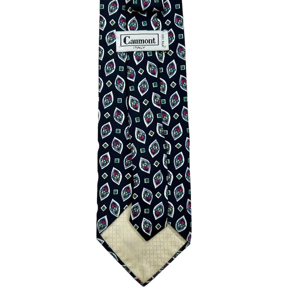 Caumont Neck Tie Men Black Preppy Business Casual Silk Abstract 55" L x 4" W - Picture 7 of 8
